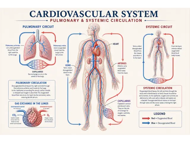Diagramm des kardiovaskulären Kreislaufsystems