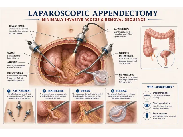 Laparoskopische Appendektomie — chirurgisches Verfahren