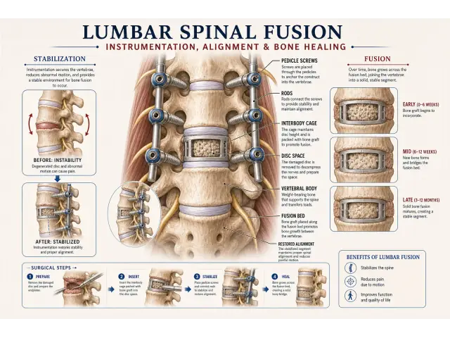 Illustration der posterioren lumbalen interkorporellen Fusion