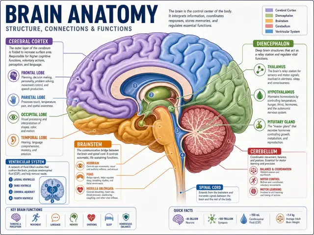 Brain anatomy with labeled regions
