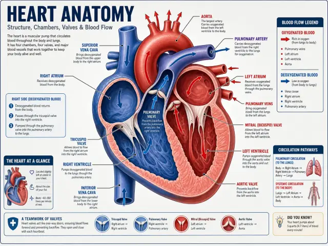 Human heart anatomy cross-section