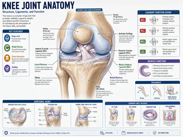 Knee joint anatomy illustration