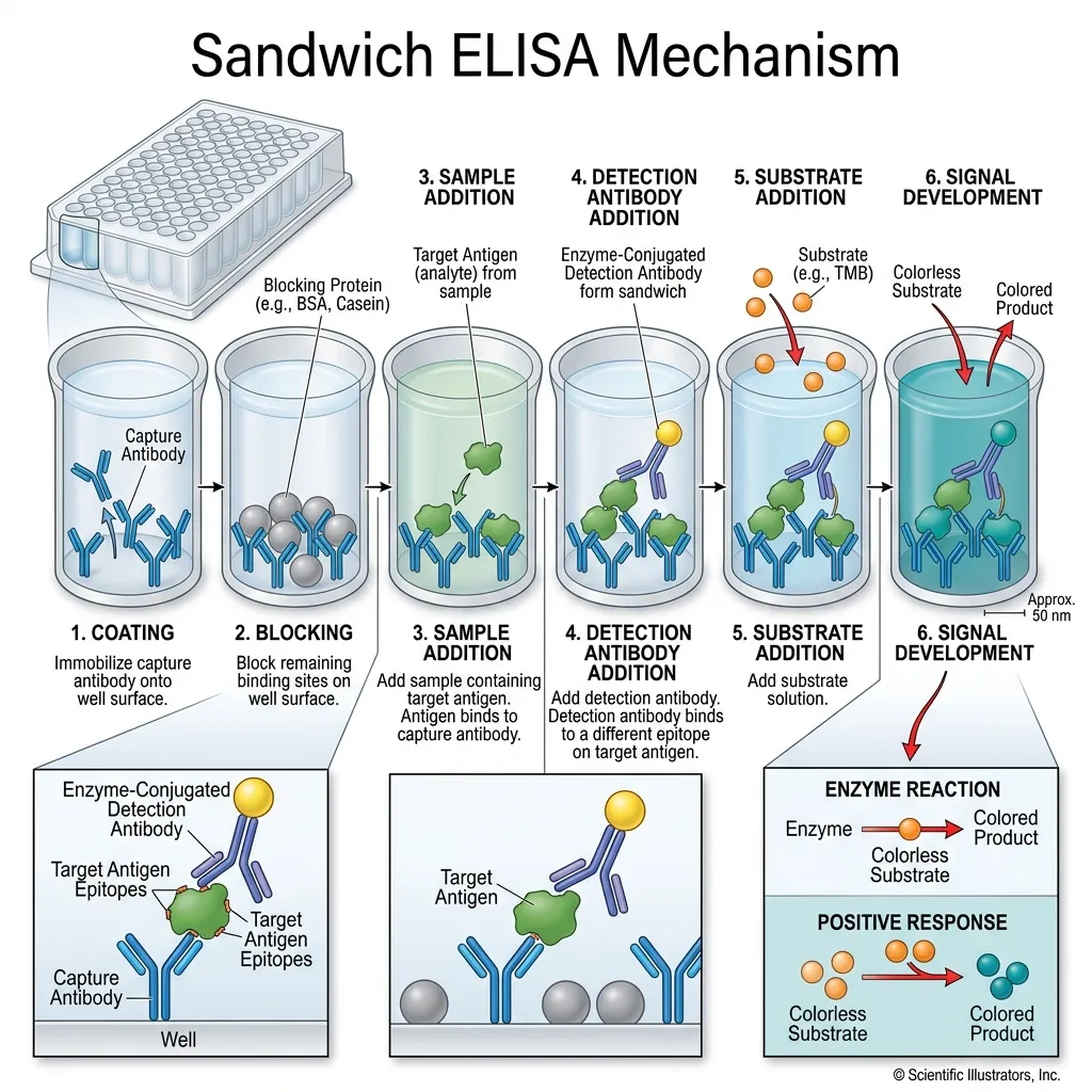 Diagramma di reazione ELISA sandwich
