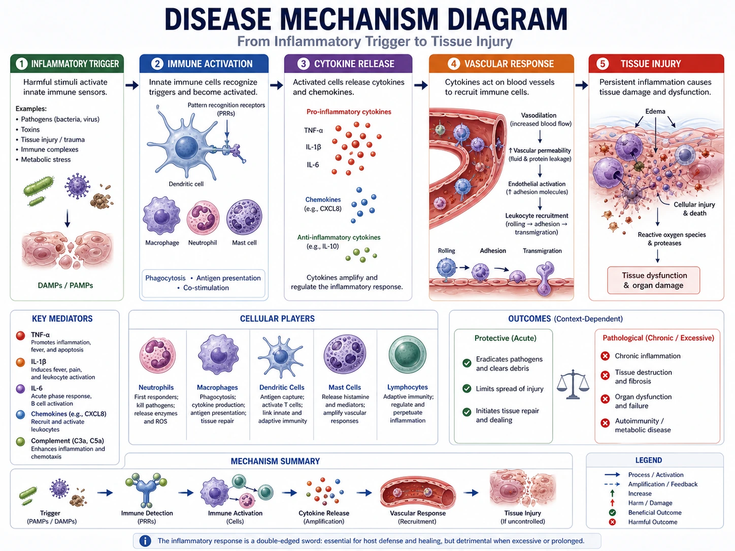 Bozza del diagramma medico della cascata infiammatoria