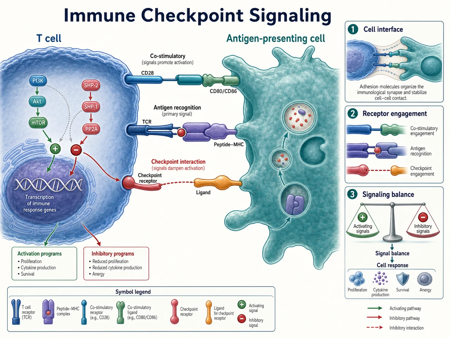 Medizinische Lehrabbildung: Signalübertragung an Immuncheckpoints