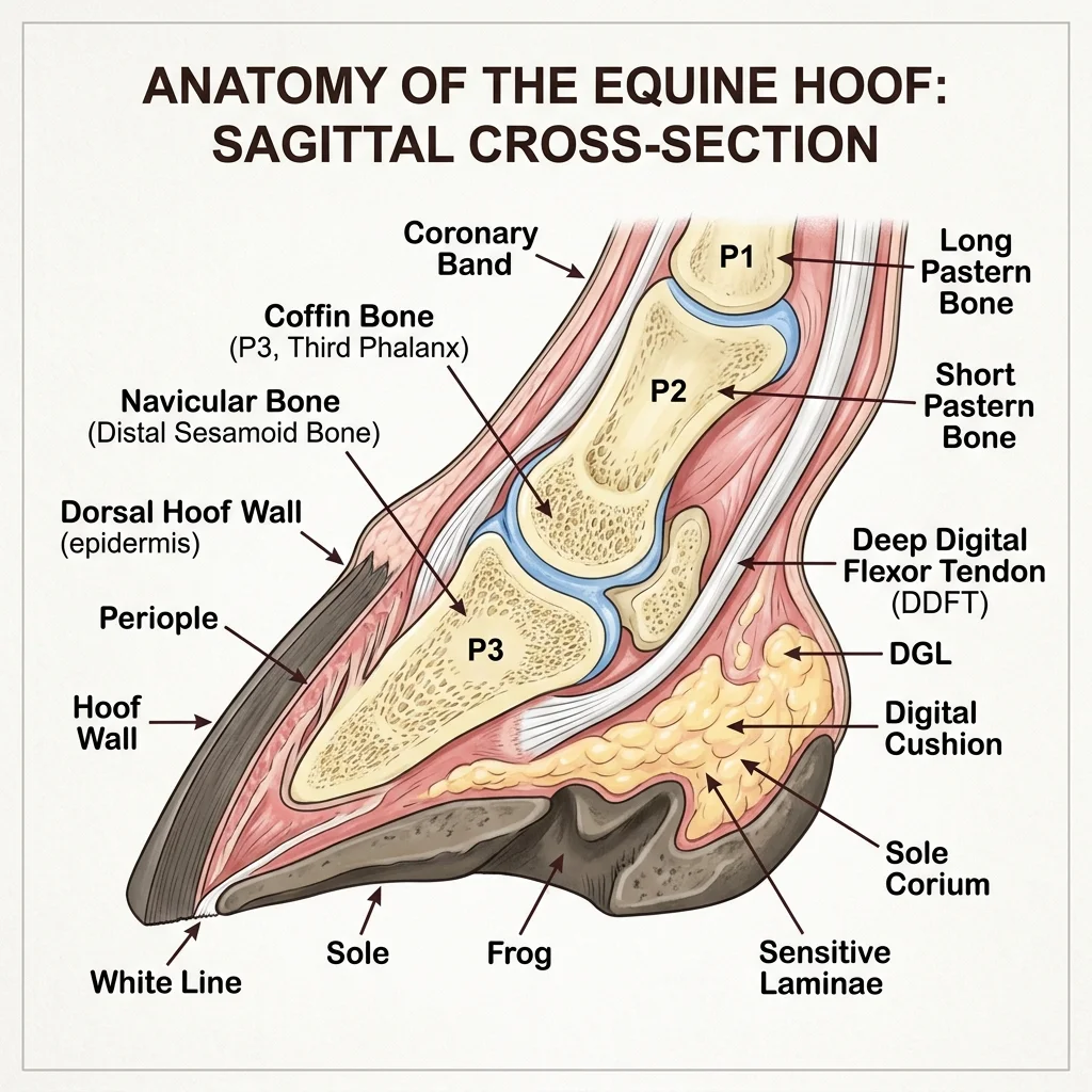 Pferdehuf sagittaler Querschnitt Anatomie