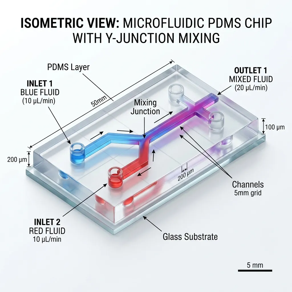 Layout della giunzione del chip PDMS microfluidico